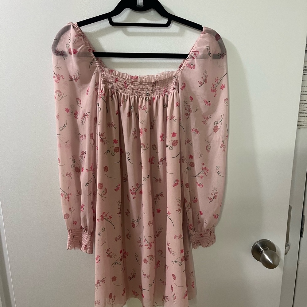 Floral Pink Long Sleeve Dress